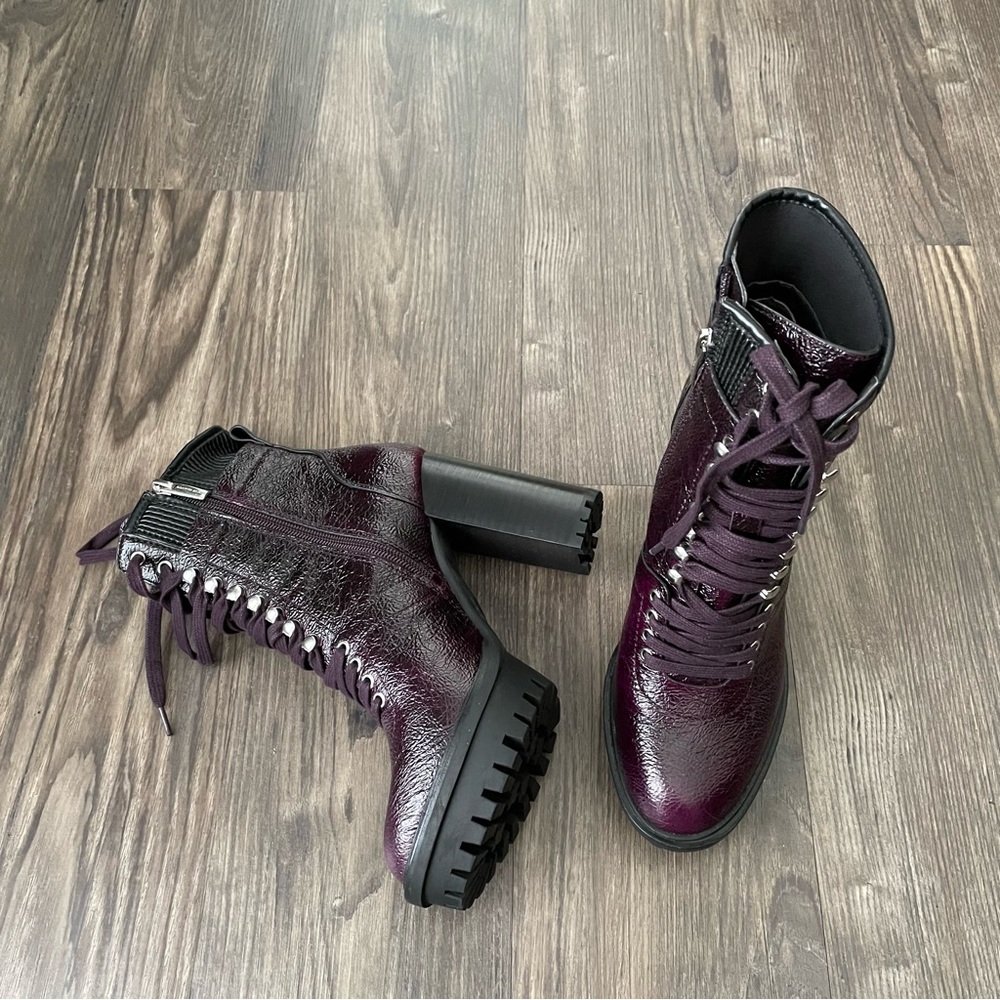 Vince Camuto NEW Deep Plum Colored Platform Ermania Combat Boots - Picture 3 of 14